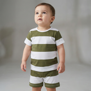 Baby T-Shirt and Short ( White-Olive )