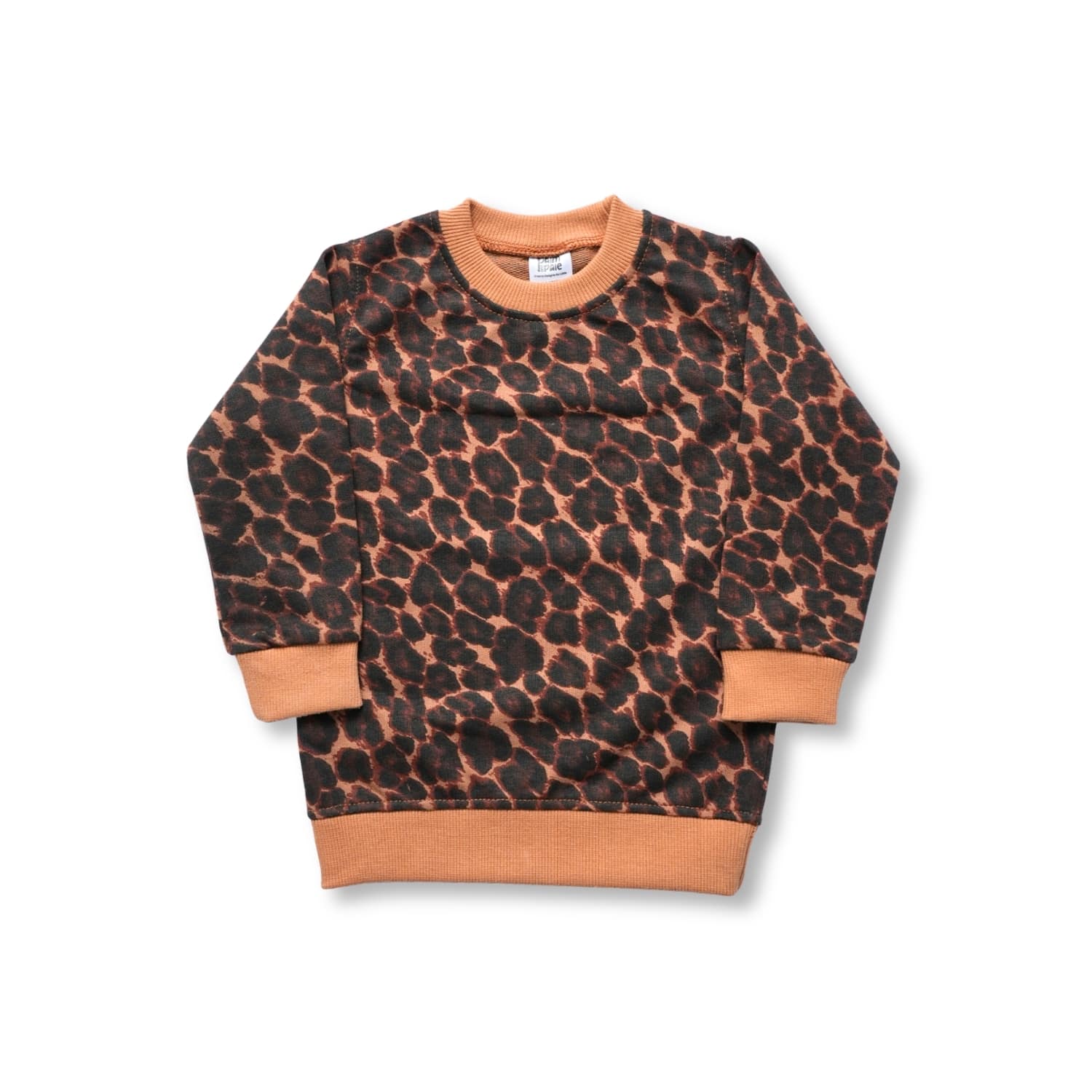 Sweatshirt with leopard print pattern on a white background