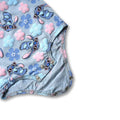 Newborn baby onesie bodysuit bunny character with cartoon character and floral pattern on a white background