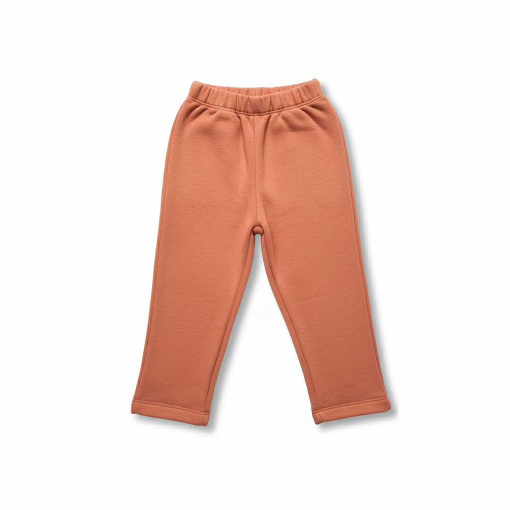 Pair of terracotta-colored pants on a white background
