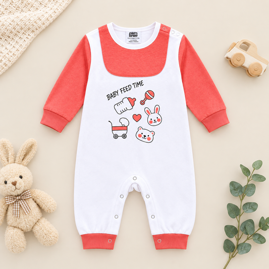 Baby bib romper fleece fabric for winter weather of newborn to 12 month make the baby warm and happy in cool weather by providing baby feed time elements. Pakistan best baby clothing store.