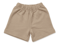 Beige baby shorts with elastic waistband, soft cotton summer shorts for infants and toddlers by Palm and Pale