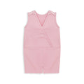 Soft pink sleeveless baby girl romper with shoulder bows, lightweight summer cotton outfit for newborns and infants. #BabyGirlRomper #PinkBabyOutfit #NewbornClothes #InfantRomper #SleevelessBabySuit #SummerBabyWear #CottonBabyClothes #BabyGirlStyle #BabyFashionPakistan #ComfortableBabyWear