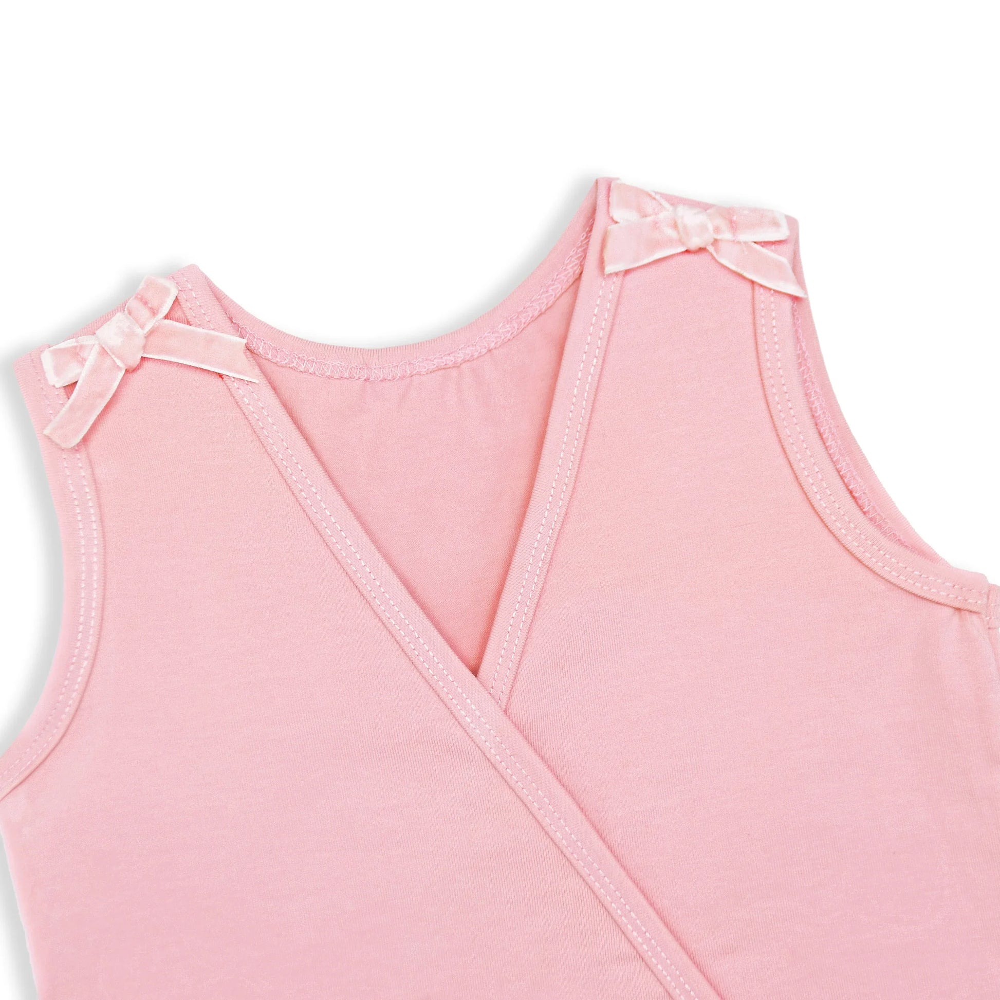 Soft pink sleeveless baby girl romper with shoulder bows, lightweight summer cotton outfit for newborns and infants. #BabyGirlRomper #PinkBabyOutfit #NewbornClothes #InfantRomper #SleevelessBabySuit #SummerBabyWear #CottonBabyClothes #BabyGirlStyle #BabyFashionPakistan #ComfortableBabyWear