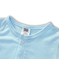 Newborn baby sleeveless romper in light blue with astronaut print, summer cotton outfit for 0-24 months.